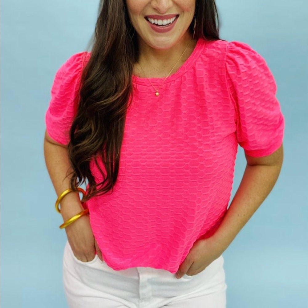 Vibrant Pink Textured Women's Top